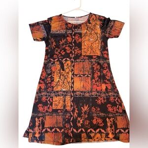 Floral Orange and Black Kids Dress